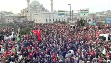 مسيرة للشعب التركي احتجاجا على مقتل الجنود في العراق ودعما لشعب غزة