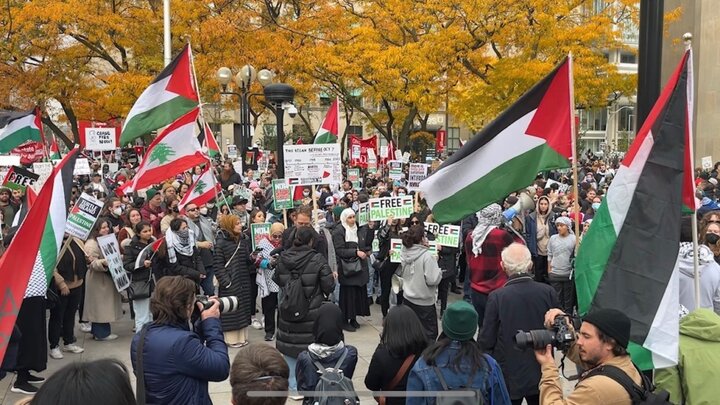 مظاهرة للشعب الكندي دفاعاً عن غزة + فيديو
