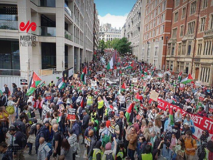 مظاهرات شعبية حاشدة في لندن تنديدا بجريمة النصيرات المروعة