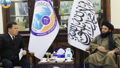 لقاء وزير المناجم في حكومة طالبان مع رئيس مشروع “تابي”.